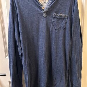 Classic Blue Long Sleeve Henley Shirt
